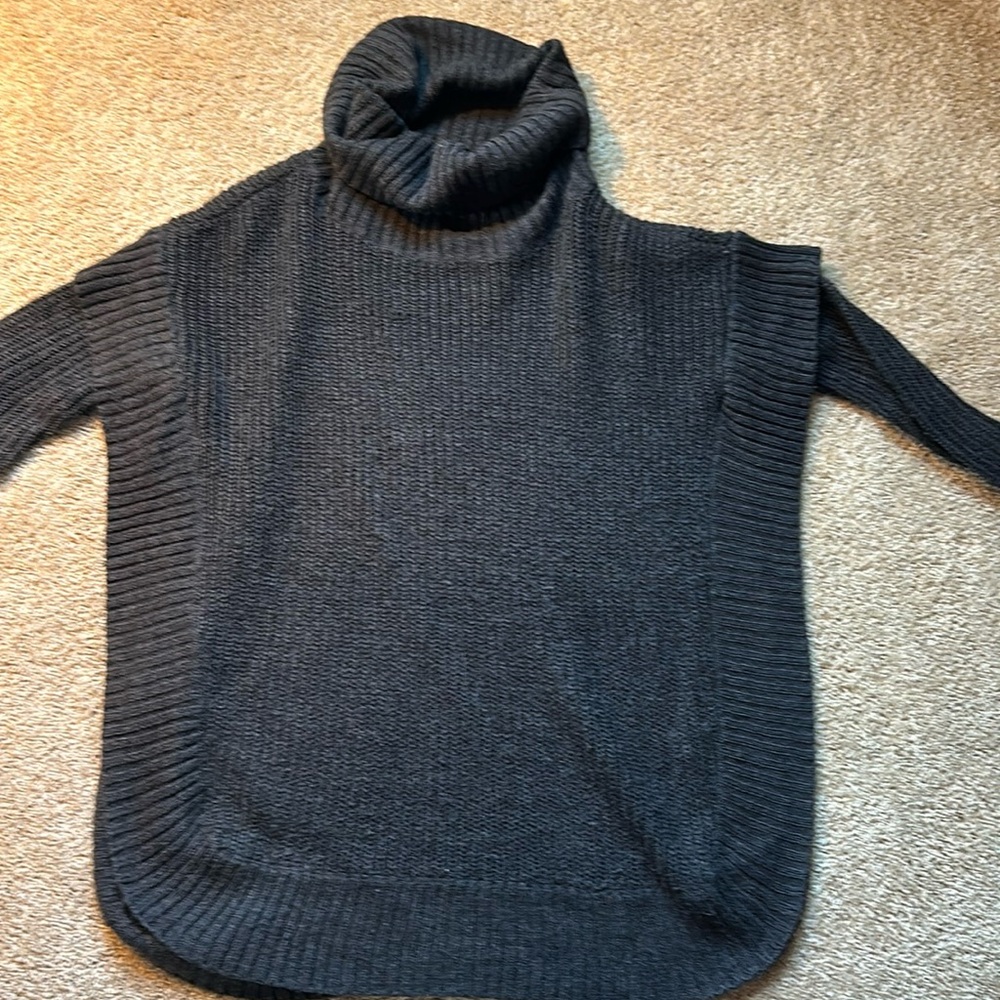 RD Style poncho sweater with cowl neck